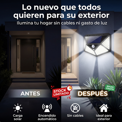 Promo 2x1: Lampara Solar 100 LED con Sensor de Movimiento